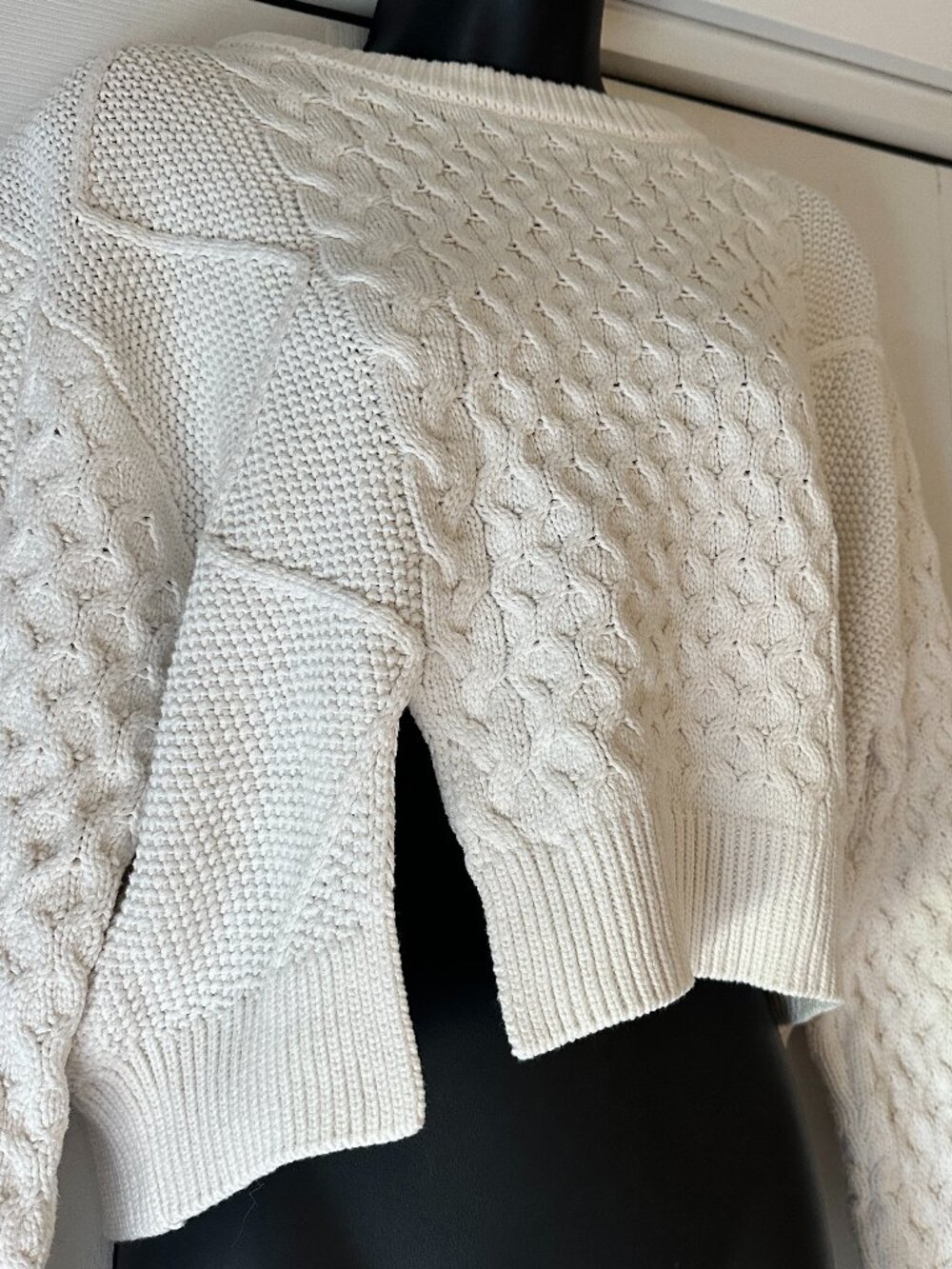 Future Collective Reese Blutstein Sweater Women’s Large Cropped Cable Knit Ivory